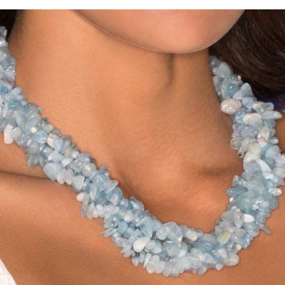 Gorgeous Stauer necklace 5 strands aquamarine splash new! - Picture 2 of 10